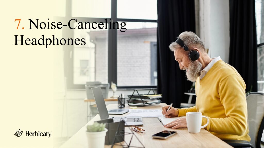 a man using noise-canceling headphones